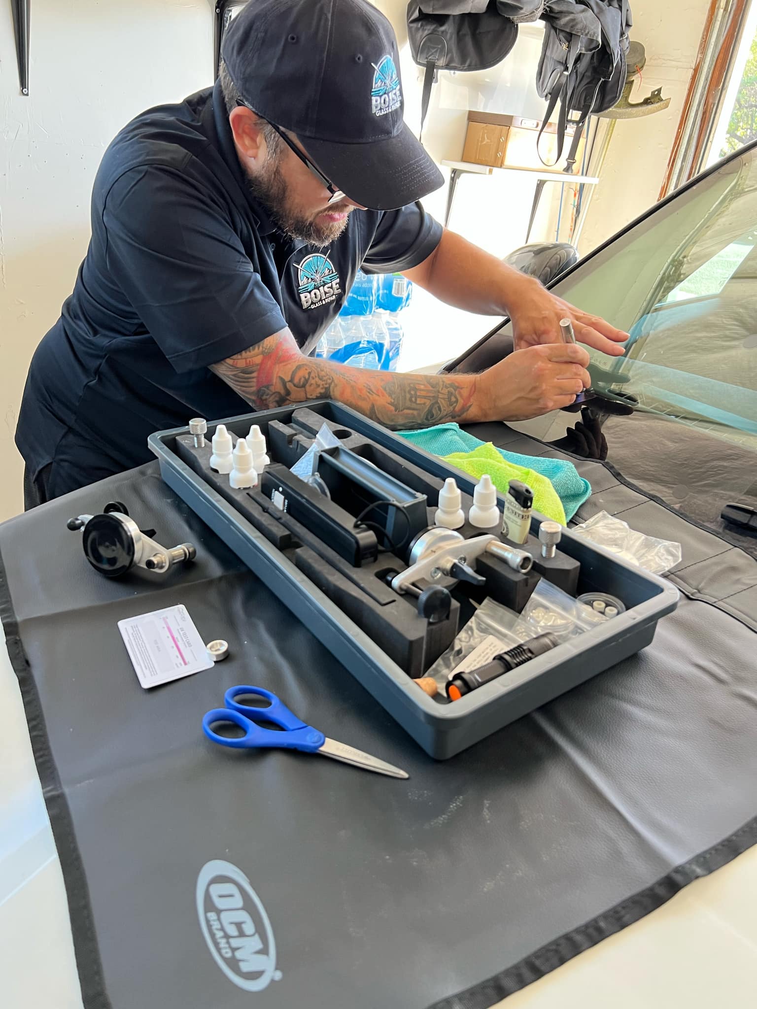 Technician repairing chip